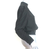 FRAME Keyhole Blouse Black Jacquard Stripe Silk Size Small Long Sleeve Top