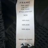 FRAME Keyhole Blouse Black Jacquard Stripe Silk Size Small Long Sleeve Top
