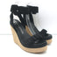 Pedro Garcia Espadrille Wedge Sandals Teodora Black Ruched Satin Size 38.5 NEW