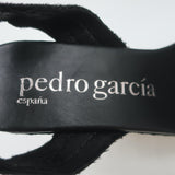 Pedro Garcia Espadrille Wedge Sandals Teodora Black Ruched Satin Size 38.5 NEW