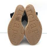 Pedro Garcia Espadrille Wedge Sandals Teodora Black Ruched Satin Size 38.5 NEW