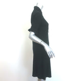 Burberry London Ruffle-Sleeve Polo Dress Black Stretch Cotton Size Medium