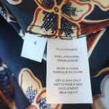 Ulla Johnson Puff Sleeve Blouse Naomi Navy/Gold Metallic Floral Print Size 4 NEW