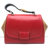Fendi Silvana Top Handle Bag Red & Brown Leather Small Crossbody