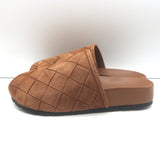 Bottega Veneta Reggie platform mules in caramel intrecciato suede, pre-owned size EU 39, authentic luxury