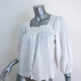 THE GREAT The Eyelet Button Sleep Top White Cotton Size 0