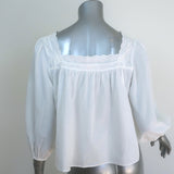 THE GREAT The Eyelet Button Sleep Top White Cotton Size 0