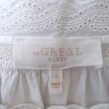 THE GREAT The Eyelet Button Sleep Top White Cotton Size 0