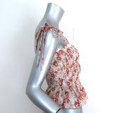 Ulla Johnson Nora Tie-Strap Ruched Peplum Tank Top Multi Printed Silk Size 0