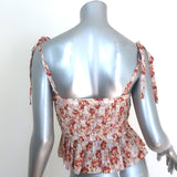 Ulla Johnson Nora Tie-Strap Ruched Peplum Tank Top Multi Printed Silk Size 0