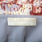 Ulla Johnson Nora Tie-Strap Ruched Peplum Tank Top Multi Printed Silk Size 0