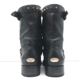 Jimmy Choo Dash Biker Boots Black Studded Leather Size 39