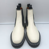 Proenza Schouler Lug Sole Chelsea Boots White Leather Size 38.5