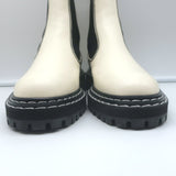 Proenza Schouler Lug Sole Chelsea Boots White Leather Size 38.5