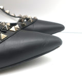 Valentino Noir Rockstud Caged Ballet Flats Black Leather Size 37.5
