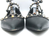 Valentino Noir Rockstud Caged Ballet Flats Black Leather Size 37.5