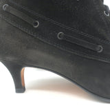 Manolo Blahnik Lace-Up Ankle Boots Black Suede Size 38.5 Pointed Toe Kitten Heel