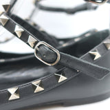 Valentino Noir Rockstud Caged Ballet Flats Black Leather Size 37.5