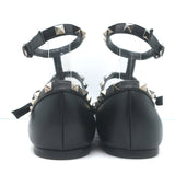 Valentino Noir Rockstud Caged Ballet Flats Black Leather Size 37.5
