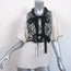 Andrew Gn Beaded Blouse Ivory Silk & Black Lace Size Medium Short Sleeve Top