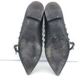 Valentino Noir Rockstud Caged Ballet Flats Black Leather Size 37.5