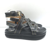 Isabel Marant Neryse Studded Flatform Sandals Black Leather Size 36