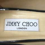 Jimmy Choo Baxen Peep Toe Wedge Pumps Black Patent Leather Size 38.5