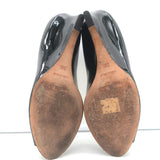 Jimmy Choo Baxen Peep Toe Wedge Pumps Black Patent Leather Size 38.5