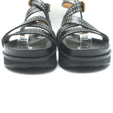 Isabel Marant Neryse Studded Flatform Sandals Black Leather Size 36