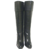 Costume National Cuffed Knee High Boots Black Leather Size 39