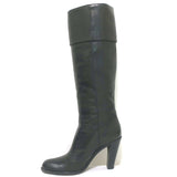 Costume National Cuffed Knee High Boots Black Leather Size 39