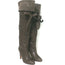 Chloe Wrap-Around Over the Knee Boots Dark Taupe Suede & Leather Size 38.5