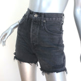 AGOLDE Riley Shorts Vortex Black Distressed Denim Size 24