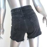 AGOLDE Riley Shorts Vortex Black Distressed Denim Size 24