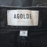 AGOLDE Riley Shorts Vortex Black Distressed Denim Size 24