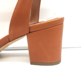 Ralph Lauren Purple Label Ankle Strap Block Heel Sandals Brown Leather Size 38.5