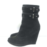 Givenchy Wedge Ankle Boots Black Suede Size 39