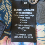 Isabel Marant Valentine Cropped Blouse Floral Print Silk Size 38 Long Sleeve Top