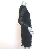 IRO Puff Sleeve Flocked Polka Dot Dress Black Silk-Blend Size 42