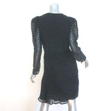 IRO Puff Sleeve Flocked Polka Dot Dress Black Silk-Blend Size 42