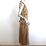 Vince Sleeveless Draped Wrap Dress Gold Satin Size Small NEW