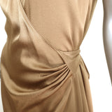 Vince Sleeveless Draped Wrap Dress Gold Satin Size Small NEW
