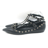 Valentino Noir Rockstud Caged Ballet Flats Black Leather Size 41