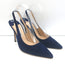 Manolo Blahnik Allura 105 Slingback Pumps Navy Suede Size 39.5 Pointed Toe Heels