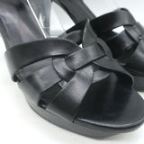 Saint Laurent Tribute 75 Platform Sandals Black Leather Size 40 T-Strap Heels