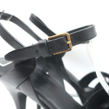 Saint Laurent Tribute 75 Platform Sandals Black Leather Size 40 T-Strap Heels
