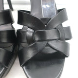 Saint Laurent Tribute 75 Platform Sandals Black Leather Size 40 T-Strap Heels