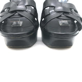 Saint Laurent Tribute 75 Platform Sandals Black Leather Size 40 T-Strap Heels