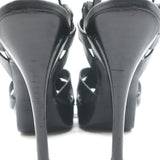 Saint Laurent Tribute 75 Platform Sandals Black Leather Size 40 T-Strap Heels