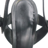 Saint Laurent Tribute 75 Platform Sandals Black Leather Size 40 T-Strap Heels